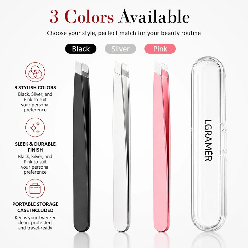 Precision Slant Eyebrow Tweezers | Facial Hair & Blackhead Removal