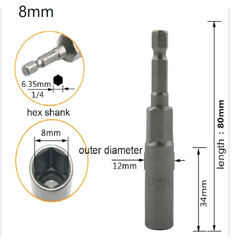 Length 1 Hex Sockets 5 5- Drive Magne Socket Impact Nut Bolt Drill