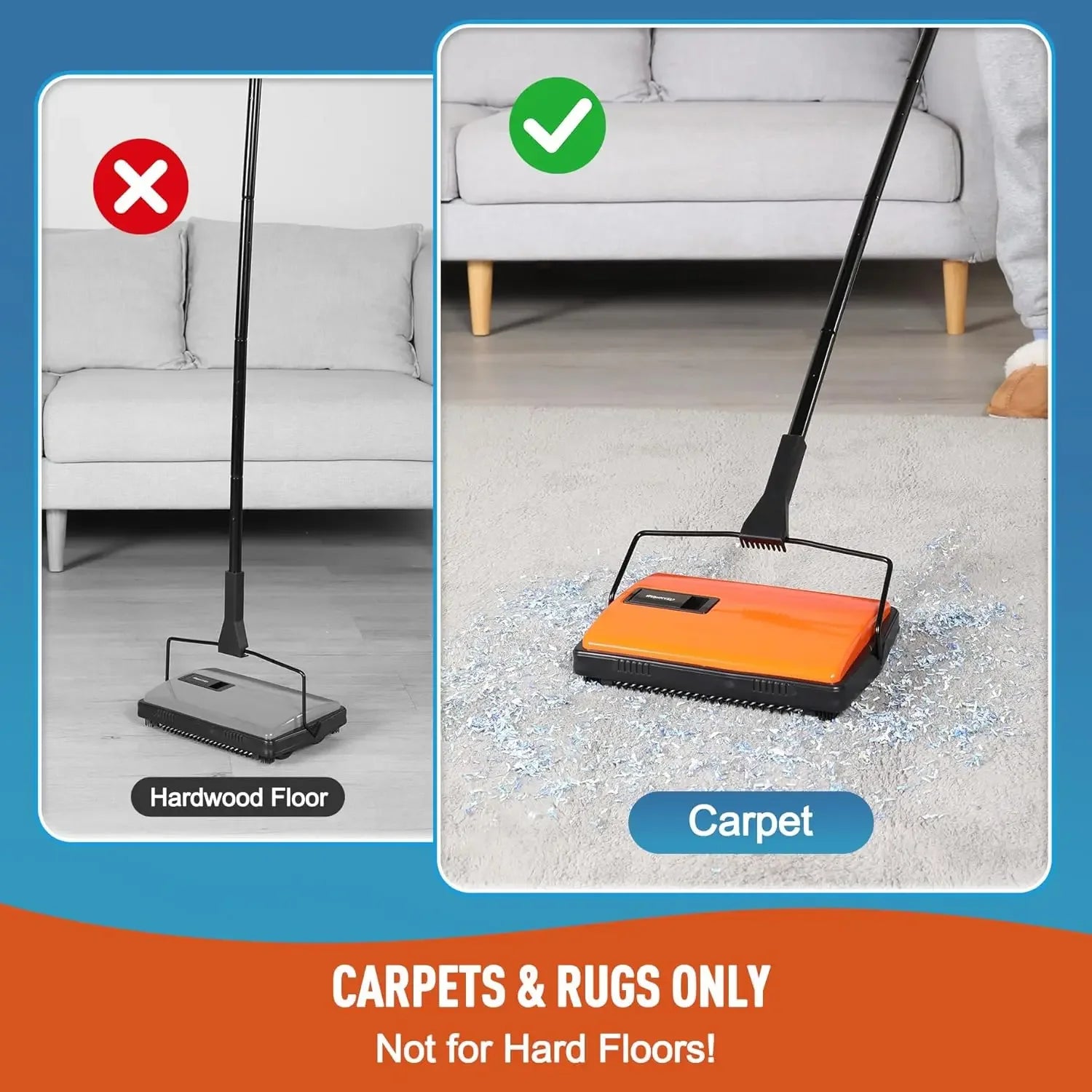Manual Carpet Sweeper for Pet Hair – Dual Brush, No Power Cleaning Supplies Peaceful Pleasures Health and Wellness