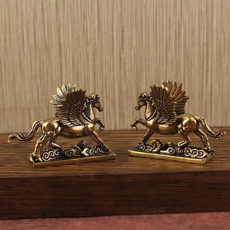 Brass Feng Shui Zodiac Horse Statue – Good Luck Desktop Decor