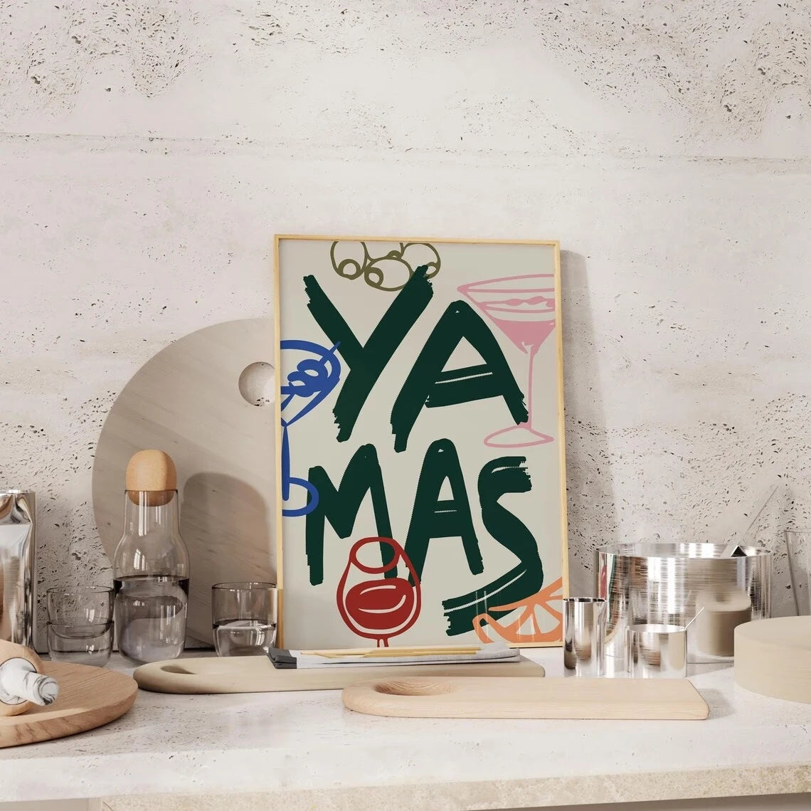 Mediterranean Greek "Ya Mas" Quote Canvas Wall Art Print