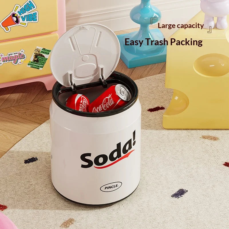 Creative Shaped Push Type Plastic Large Multifunctional Trash Can with Durable Lid for Home Bathroom Living Room Peaceful Pleasures Health and Wellness