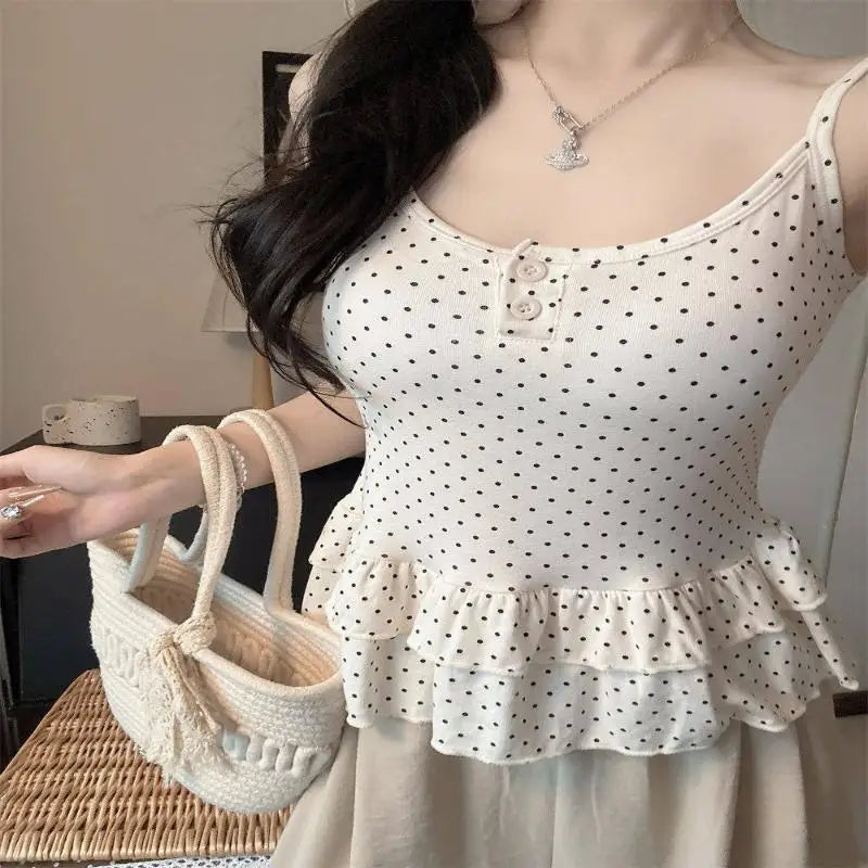 Women's Polka Dot Bandeau Cami Top | Slim Fit Summer