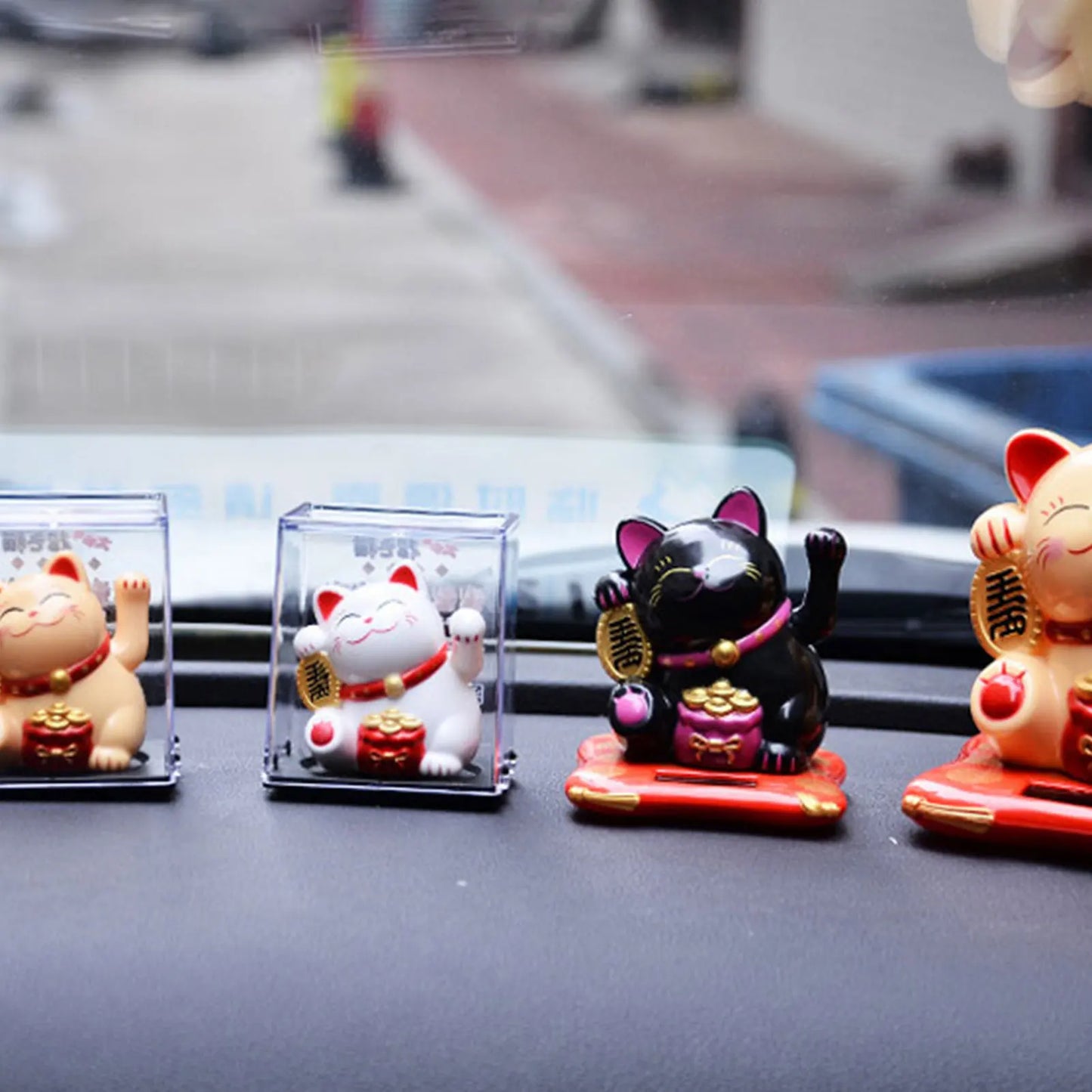 2025 New Solar Powered Luck Cat Waving Cat Cute Waving Cat Good Luck Solar Cat Wealth Welcoming Cats Home Display Car Decoration Peaceful Pleasures Health and Wellness