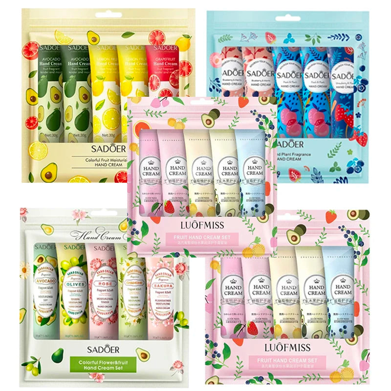 SADOER 5-Pc Fruit Plant Hand Cream Set | Moisturizing Lotion