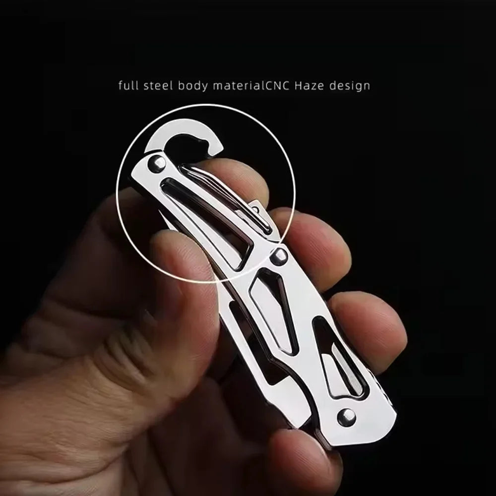 Stainless Steel Folding Fruit Knife with Keychain – Non-Slip Peaceful Pleasures Health and Wellness