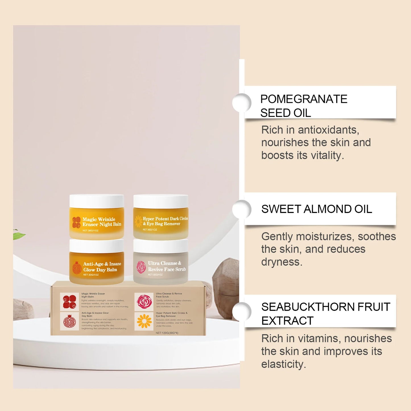 Day Night Skincare Set Moisturizing Repair Skin Barrier Brightening Facial Skins Multi Functional Skincare Eye Face Care Combov Peaceful Pleasures Health and Wellness