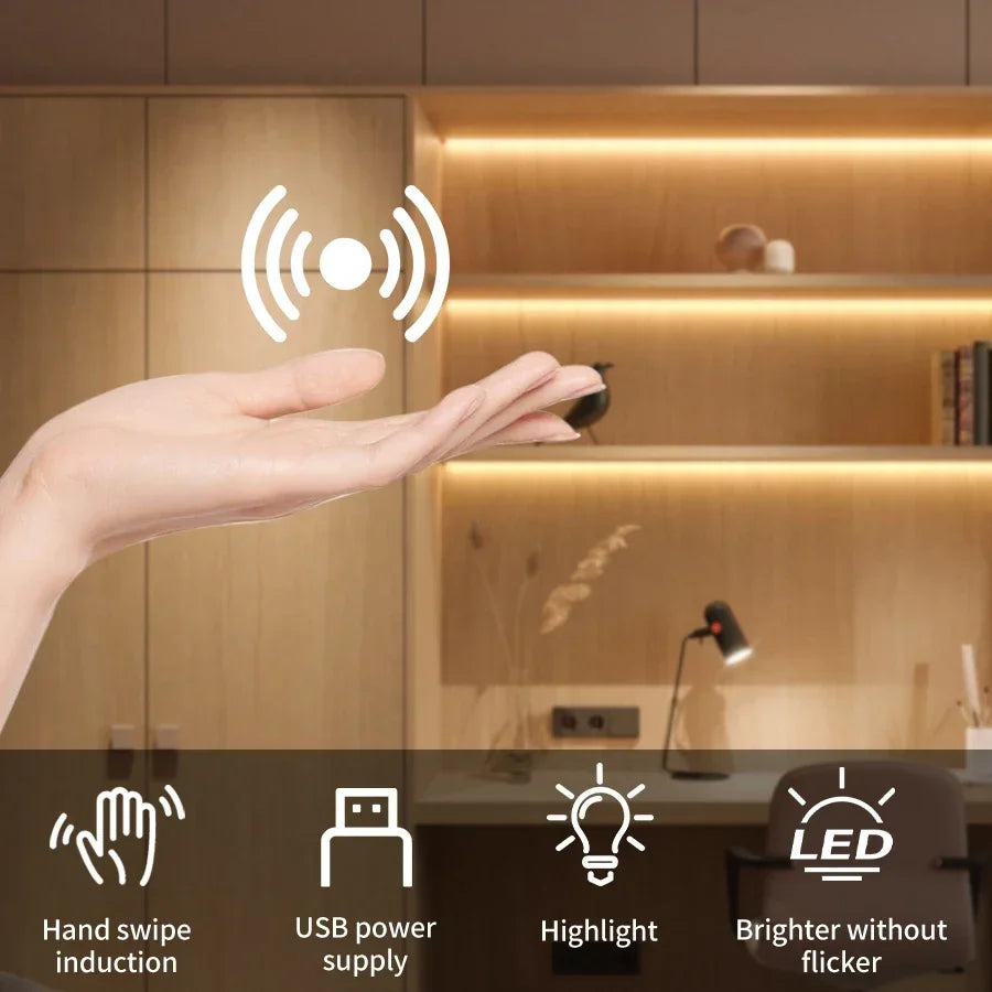 1M 2M 3M 5M 10M Hand Sweep LED Strip Lights 5V USB Diode Tape with Hand Scan Sensor Switch for Bedroom Cabinet Closet Kitchen Peaceful Pleasures Health and Wellness