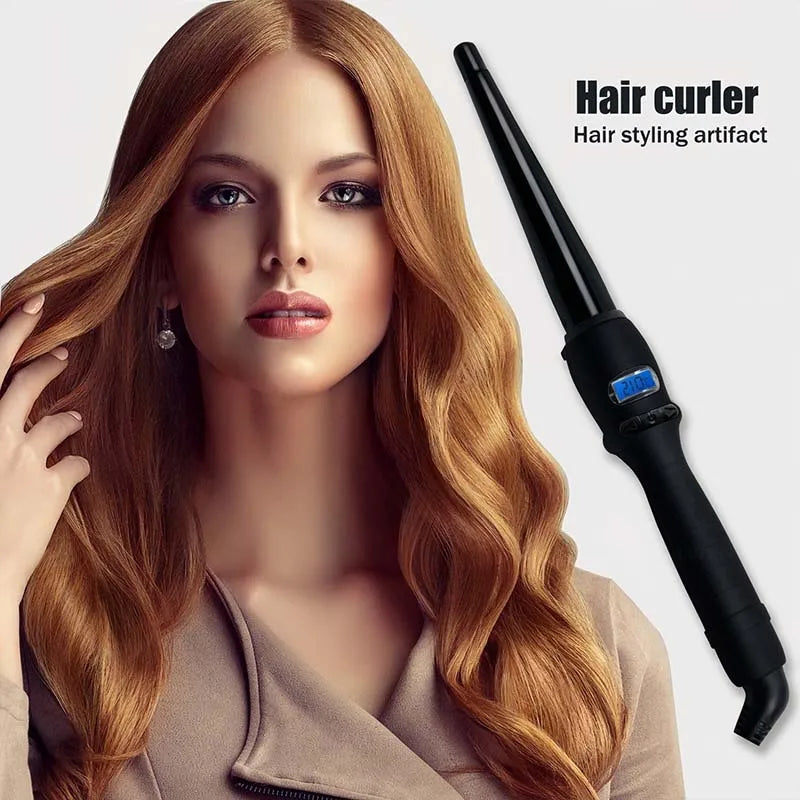 Professional Curling Iron Tourmaline Ceramic Hair Curler with LCD Display High Temperature Good Performance Peaceful Pleasures Health and Wellness