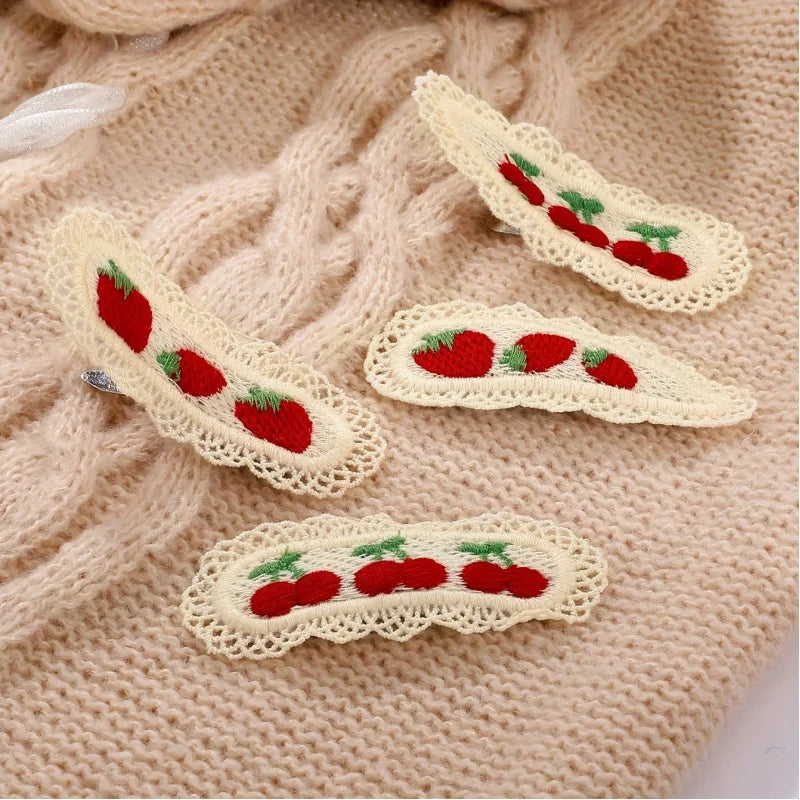 4pcs Strawberry & Cherry Hair Clips – Cute College Style Peaceful Pleasures Health and Wellness