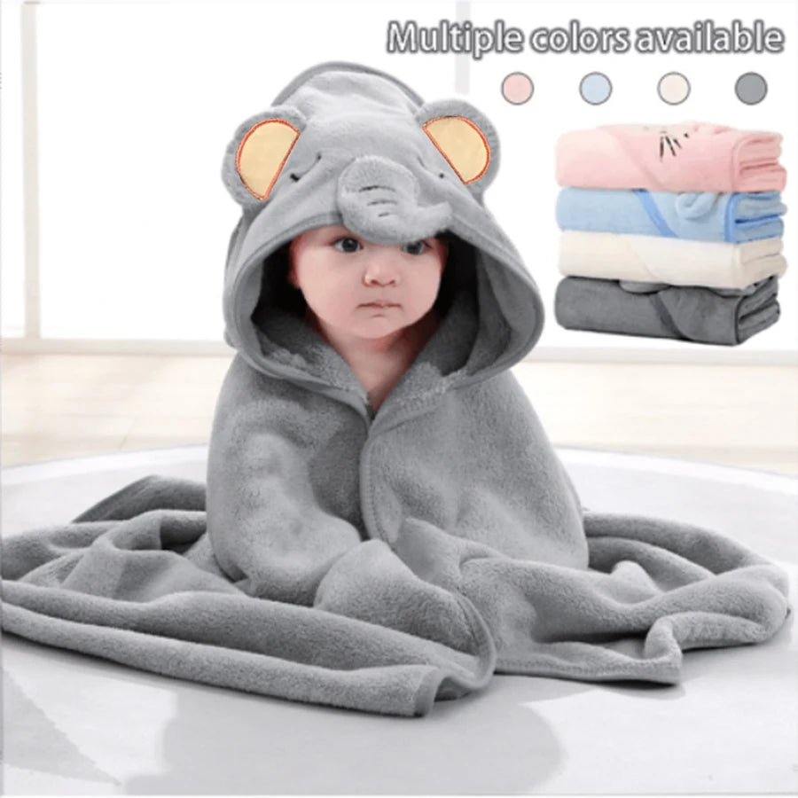 Baby Bath Towel Cape | Soft Cartoon Animal Design, Ages 0–2