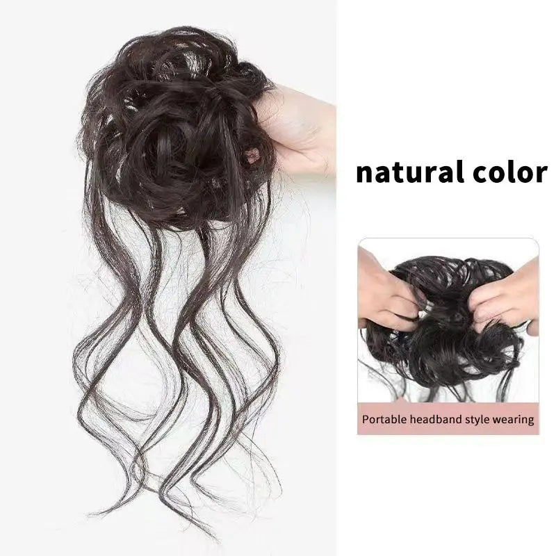 Wispy Dragon Bun Hair Extension – Messy Curly Clip-On Updo
