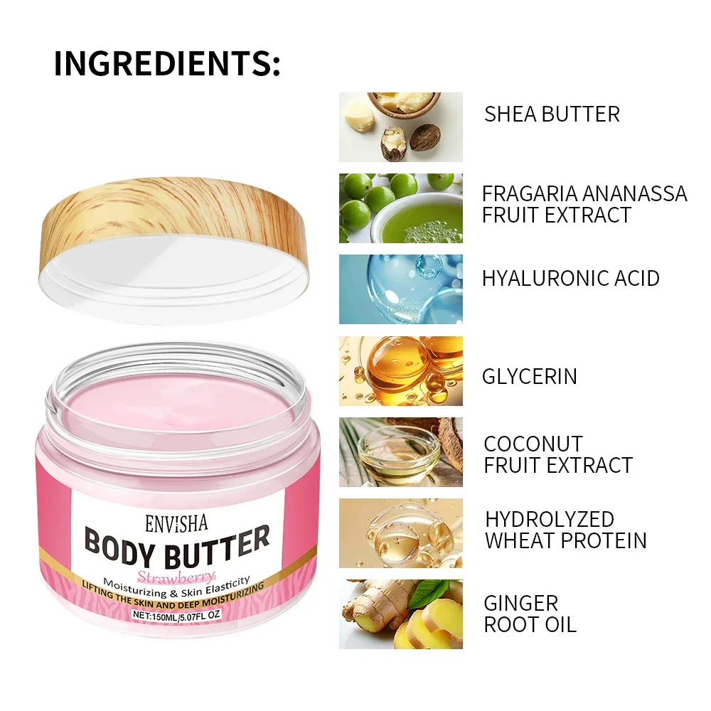 Strawberry Body Butter Lotion – Moisturizing & Brightening Cream Peaceful Pleasures Health and Wellness