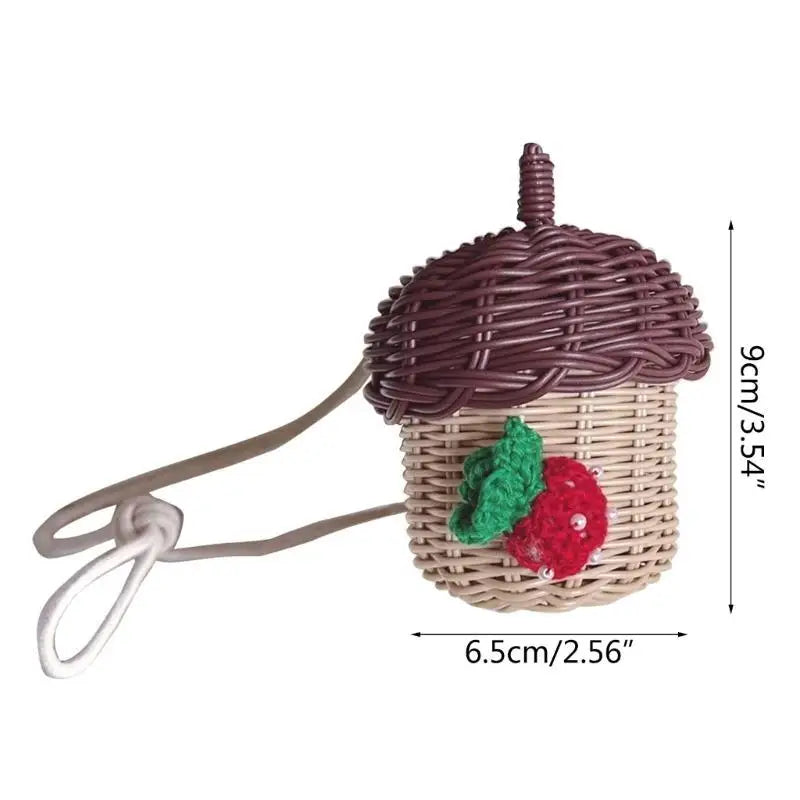 Woven Rattan Pinecone Mini Bag | Kids Baby Photo Prop