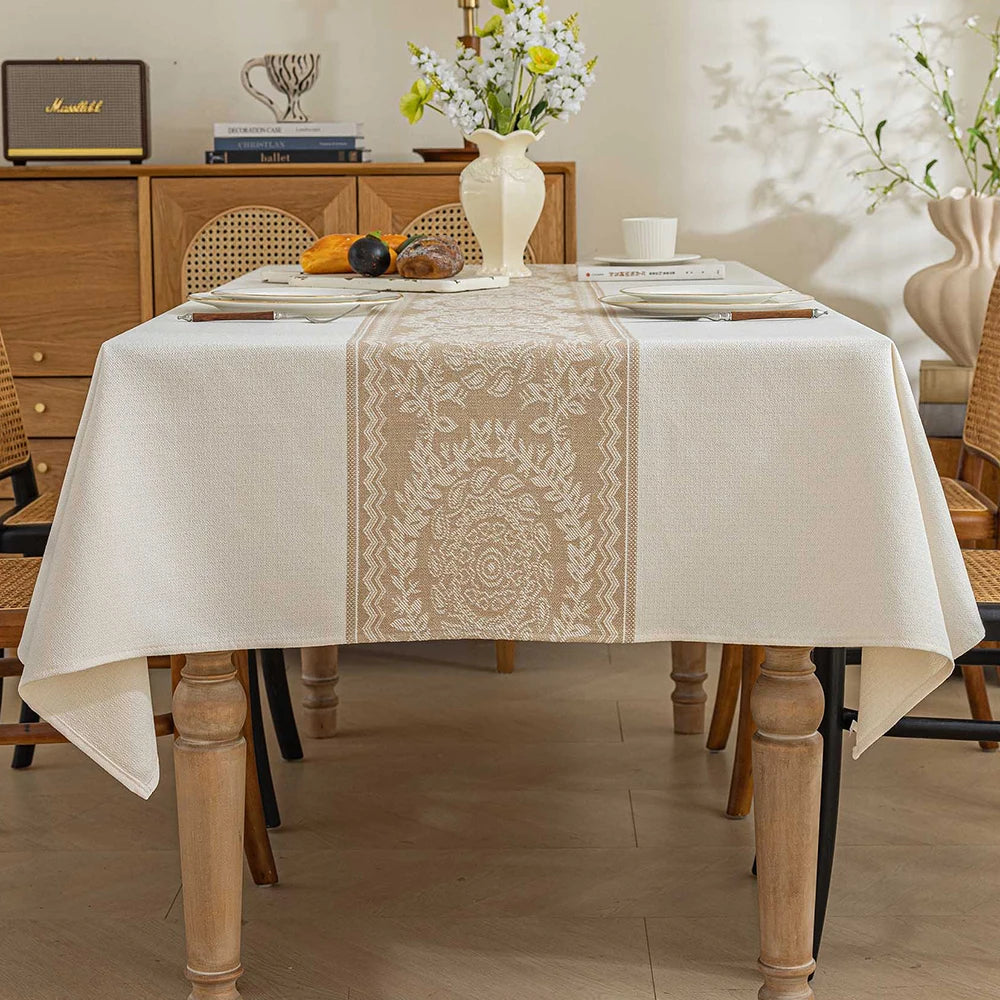 Battilo Vintage Linen Tablecloth | Waterproof Rectangle Cover