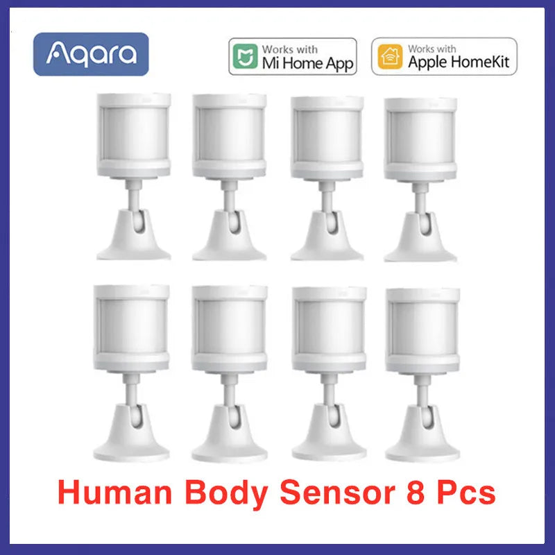 Aqara Motion Sensor Smart Human Body Sensor Body Movement ZigBee Motion Wireless Connection Smart home for Homekit Mijia Mi Home Peaceful Pleasures Health and Wellness 8pcs Aqara Sensor