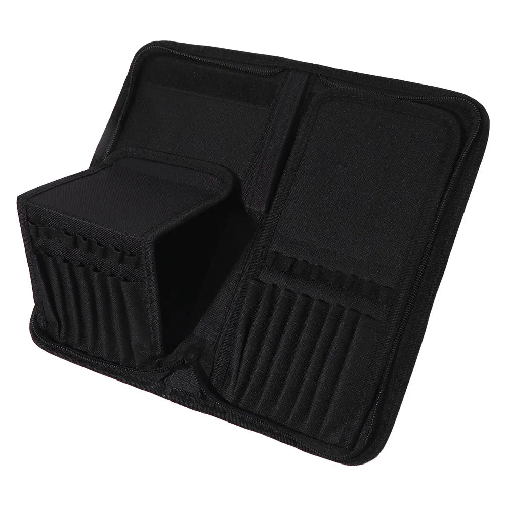 Portable Paint Brush Holder Foldable Multifunctional Brushes Storage Case Large Capacity Black Cosmetic Storage Bag Peaceful Pleasures Health and Wellness black