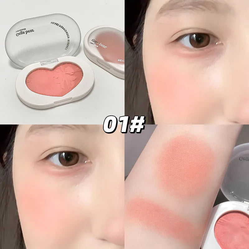 Single Color Heartbeat Cream Blush: Silky Texture Long-lasting Natural Monochrome Cheek Makeup for Daily Fresh Look Peaceful Pleasures Health and Wellness 01