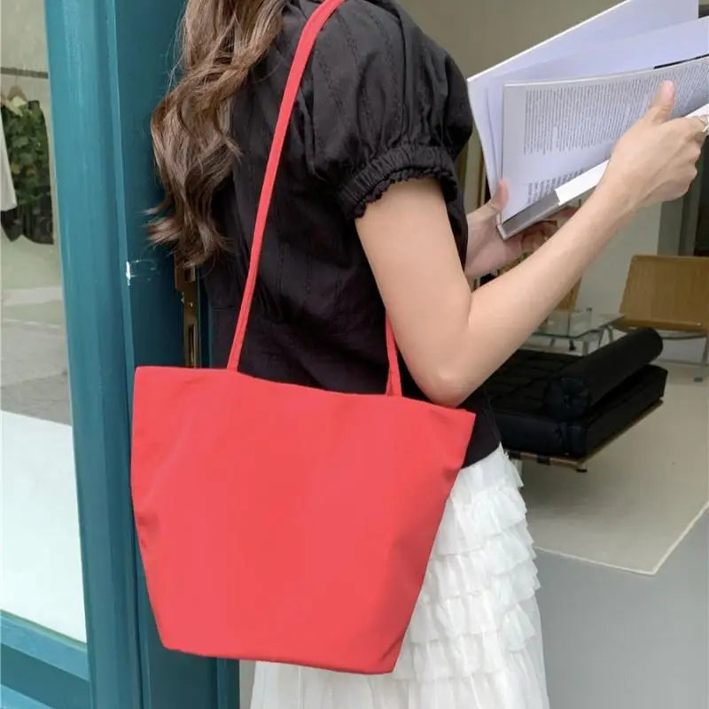 Women's Nylon Bucket Shoulder Bag – Lightweight Tote Handbag
