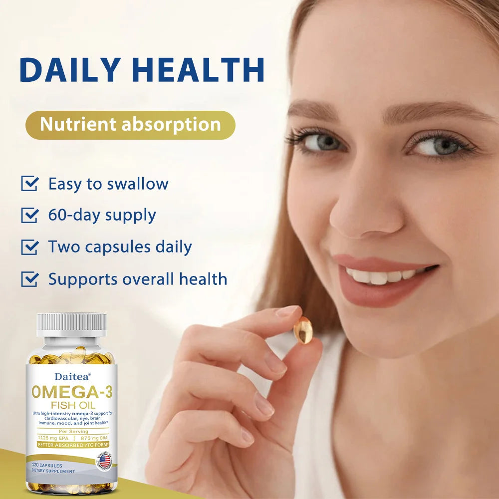 OMEGA-3 Fish Oil Capsules, Ultra-High Strength Omega-3s, Support Cardiovascular, Eye, Brain, Immune, Mood, and Joint Health Peaceful Pleasures Health and Wellness