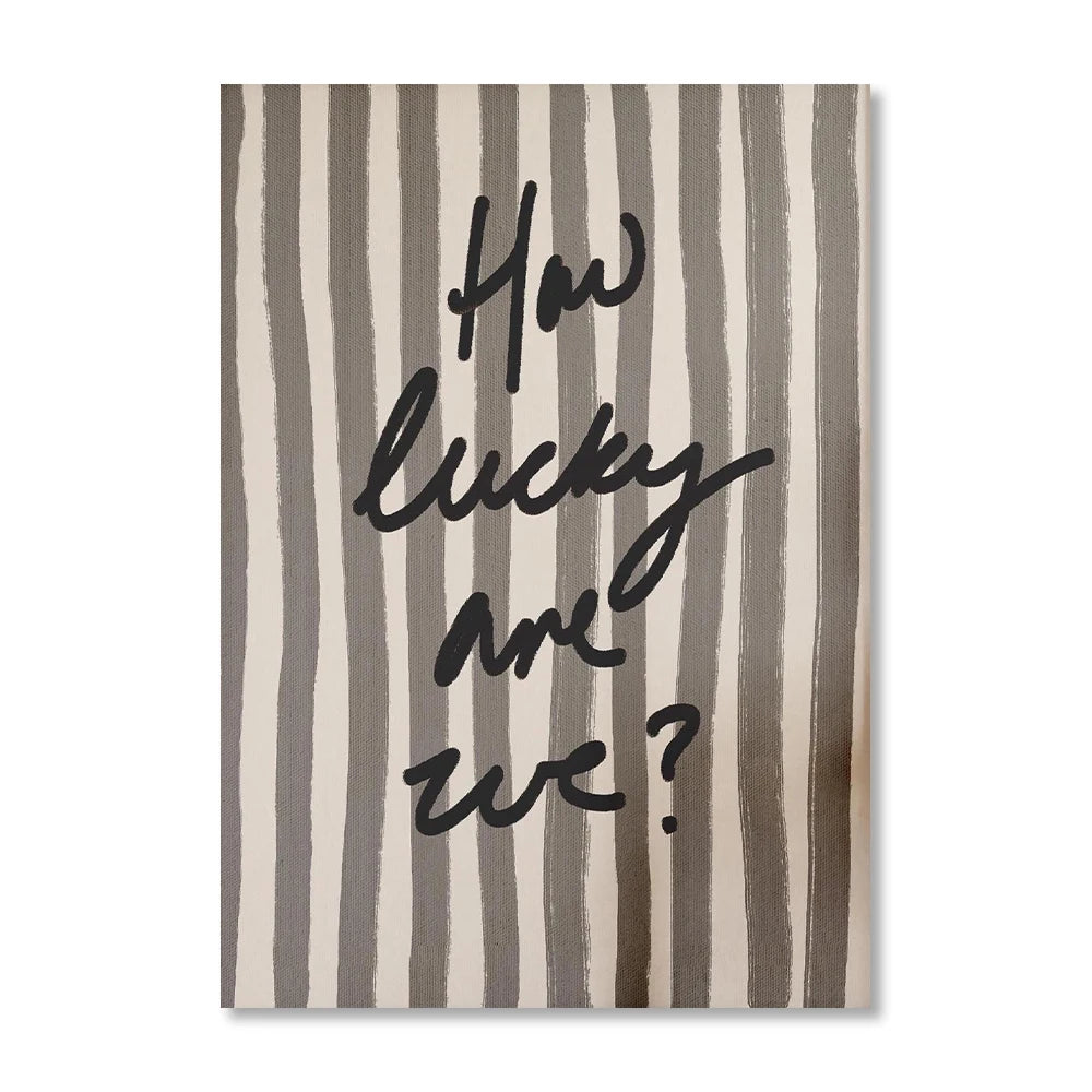 1 Piece of Frameless How Lucky Are We Wall Stripe Art Printing,Fashion Retro Aesthetic Poster,Apartment Digital Printing Deco Peaceful Pleasures Health and Wellness TT266-4 40x60cm Unframed