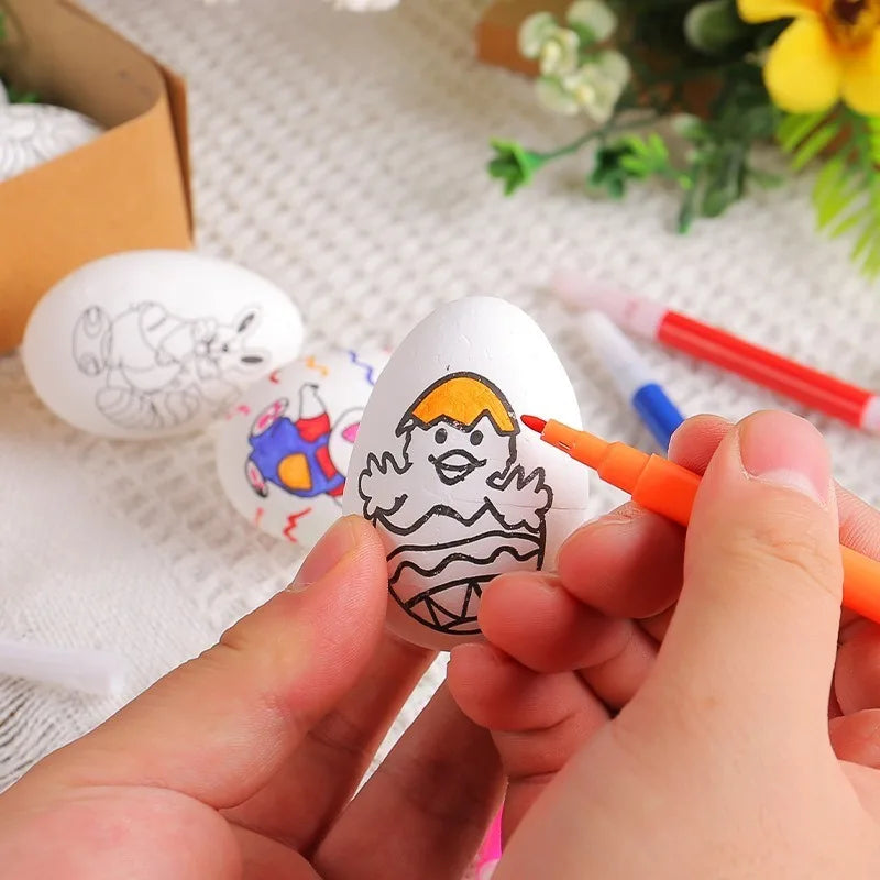 6-Piece Easter DIY Painting Egg Craft Kit | Foam Eggs & Rabbits