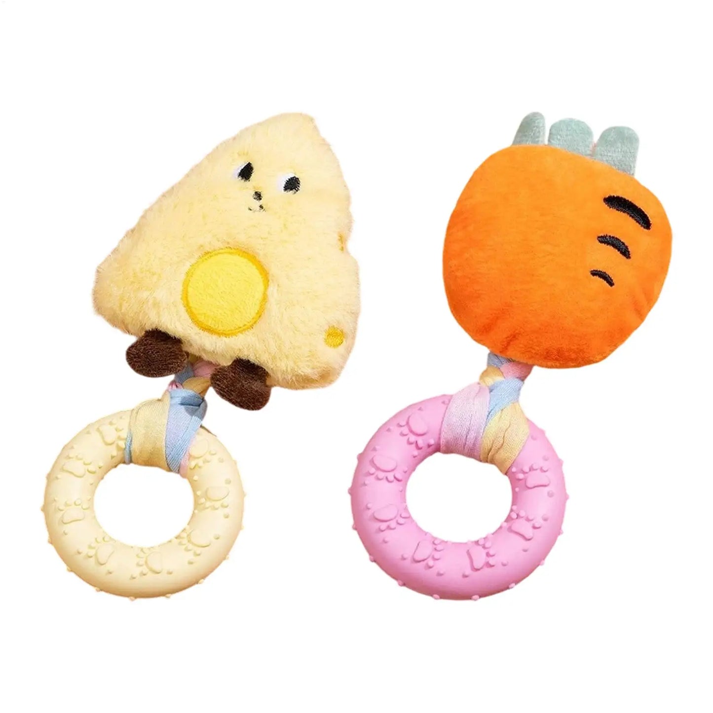 Squeaky Plush Dog Toy – Cheese Chew & Teething Toy for Dogs