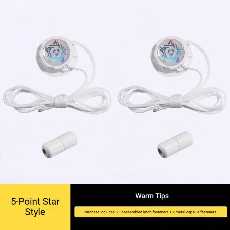 Easy Installation Automatic Shoelaces Without Ties Black White Swivel Buckle Laces Thick Rope Sneakers Shoelace Shoe Accessories Peaceful Pleasures Health and Wellness White Pentagram