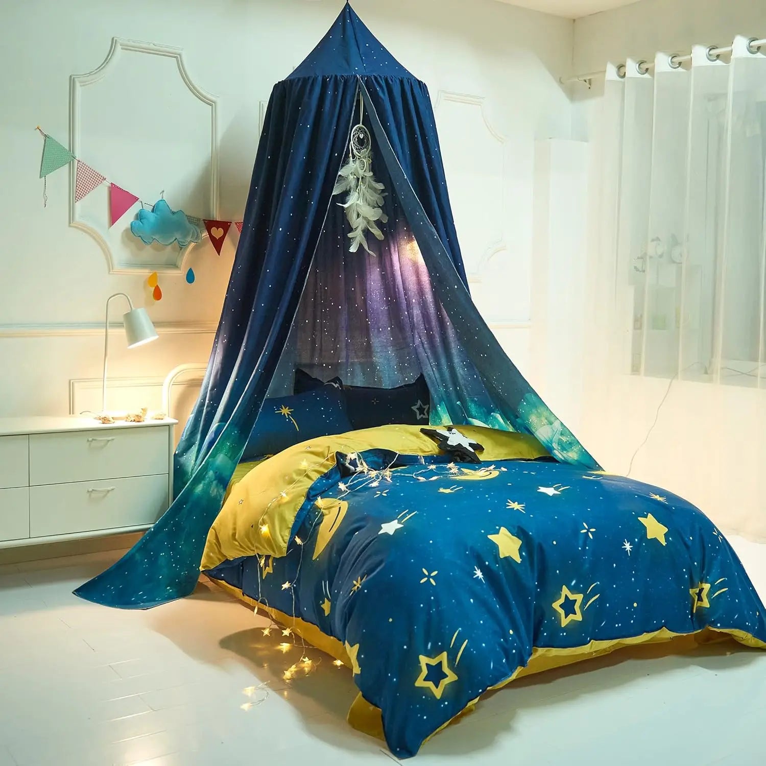 Battilo Bed Canopy Bed Curtain Mosquito Net Child Tent Round Dome Hanging Indoor Castle Play Tent For Kids Children's Room Decor Peaceful Pleasures Health and Wellness