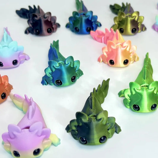 2-Pack of Randomly Colored 3D Printed Small Animals, Cute Salamanders with Movable Joints, Adorable Water Tiger Fish Ornaments with Happy Expressions, Perfect for Holiday Gifts and Desktop Decorations, Great Holiday Gift Item Peaceful Pleasures Health and Wellness