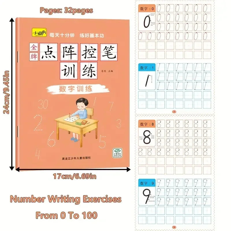 Workbook Tracing Numbers 0-100 Handwriting Textbook Learning Math
