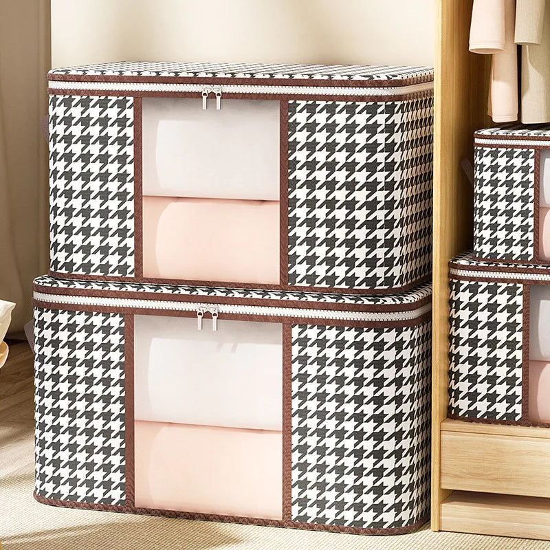 Visible Large Capacity Storage Box Portable Household Clothes Organizer With Handles Foldable Dustproof Quilt Zipper Container Peaceful Pleasures Health and Wellness