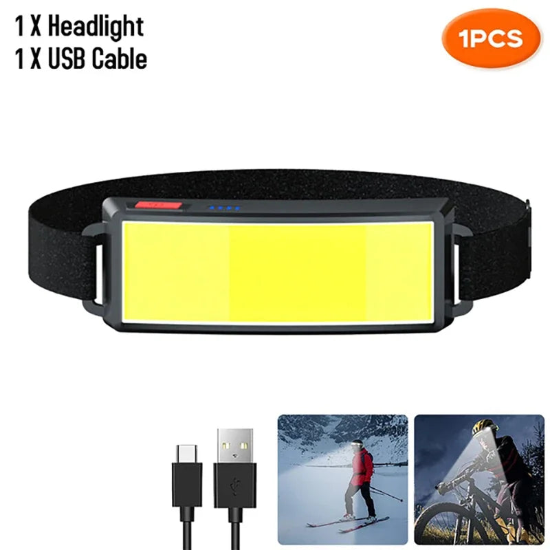 KDULIT COB LED Headlamp | USB-C Rechargeable, IPX4 Waterproof