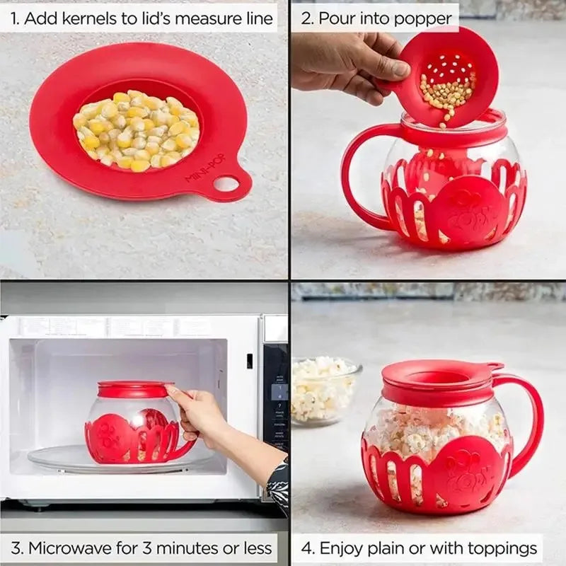 2025 New Popcorn Maker Microwave Snack Popcorn Air Poppers 2.25 Quart Popcorn Bowl Borosilicate Kitchen Accessories Peaceful Pleasures Health and Wellness