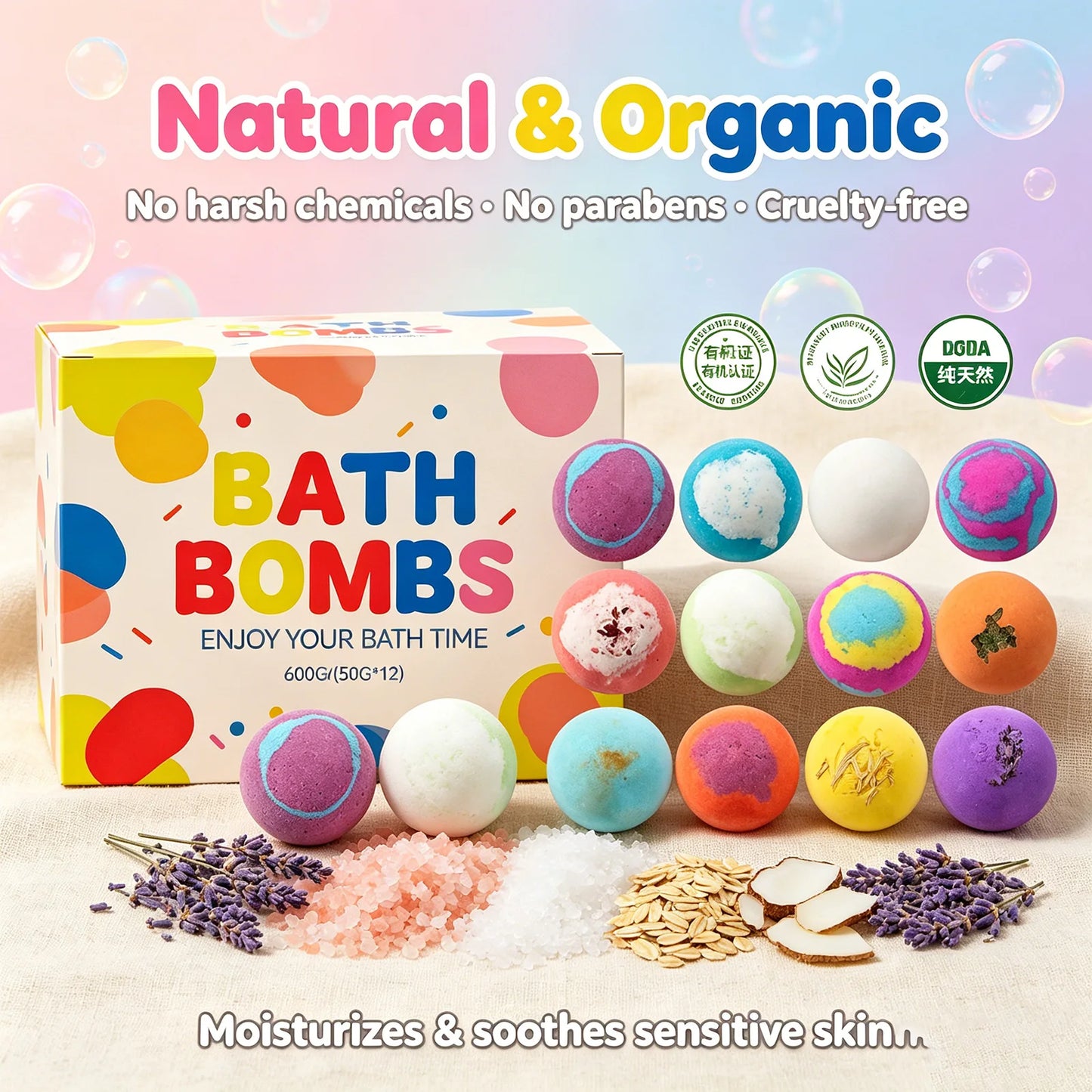 Bath Bombs Set with Surprise Toys – 12 Natural Fizzies for Kids