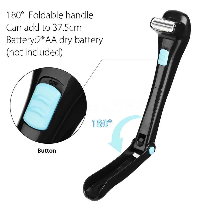 2026 Portable Back Shaver for Men Body Razor Hair Trimmer Foldable Long Handle Groomer Hair Removal Peaceful Pleasures Health and Wellness