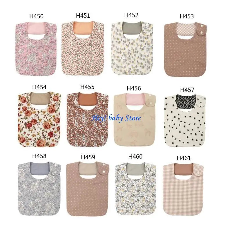 Floral Vintage Double-Sided Cotton Baby Bib for Newborns