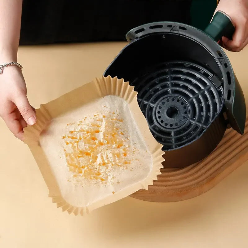 25/50/100pcs/set Air Fryer Disposable Paper Parchment Wood Pulp Steamer Cheesecake Air Fryer Accessories Baking Paper For Peaceful Pleasures Health and Wellness