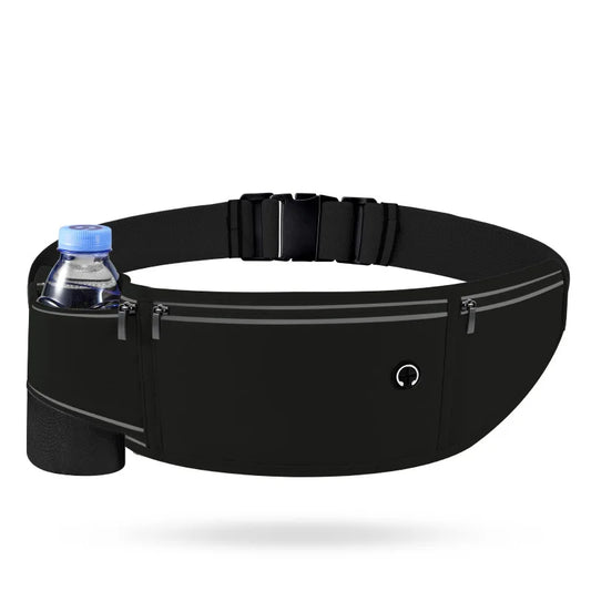 Reflective Waterproof Running Waist Pack – Adjustable Belt Bag Running Waist Pack Peaceful Pleasures Health and Wellness black