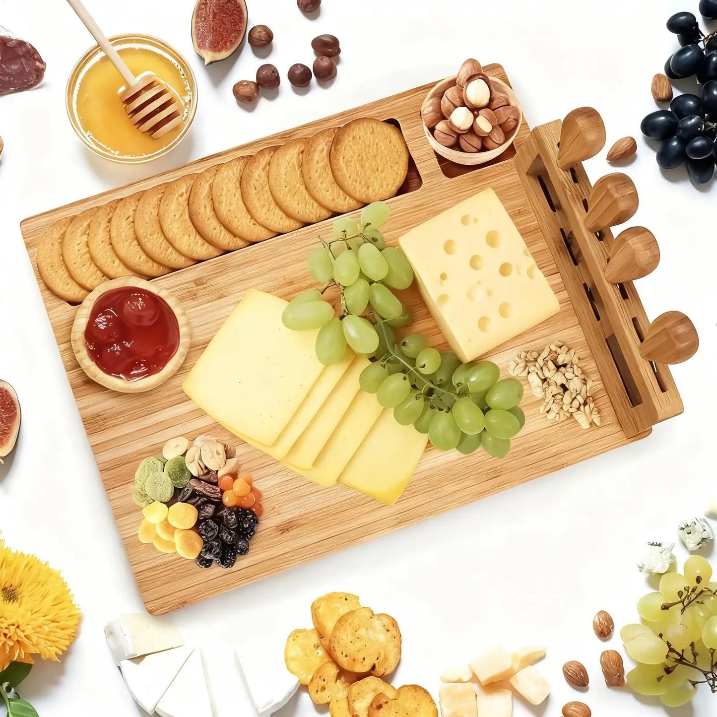 Cheese Board Heat-Resistant Appetizer Platter Charcuterie Board Dessert Serving Tray For Candy Snack Dessert Fruit Indoor Peaceful Pleasures Health and Wellness