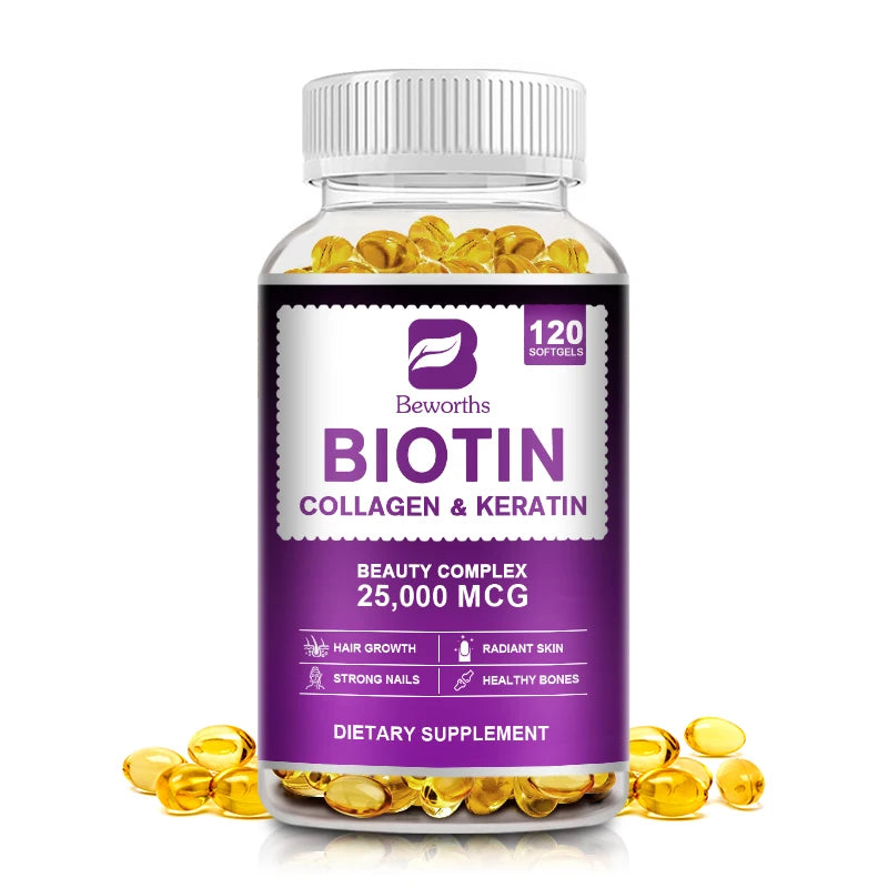 BBEEAAUU Biotin Capsules – Hair Growth, Follicle Repair & Skin Hydration Dietary Supplement Peaceful Pleasures Health and Wellness 120pcs 2bottle United States