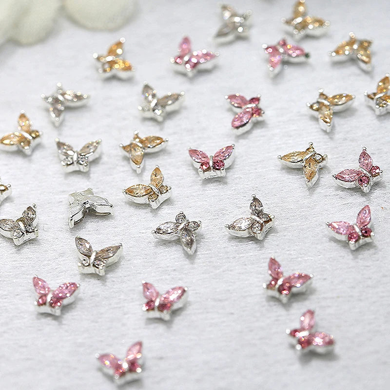 10PCS 3D Mini Crystal Butterfly Nail Art Charms Jewelry Parts Accessories Luxury Alloy Nails Decoration Rhinestones Supplies Peaceful Pleasures Health and Wellness