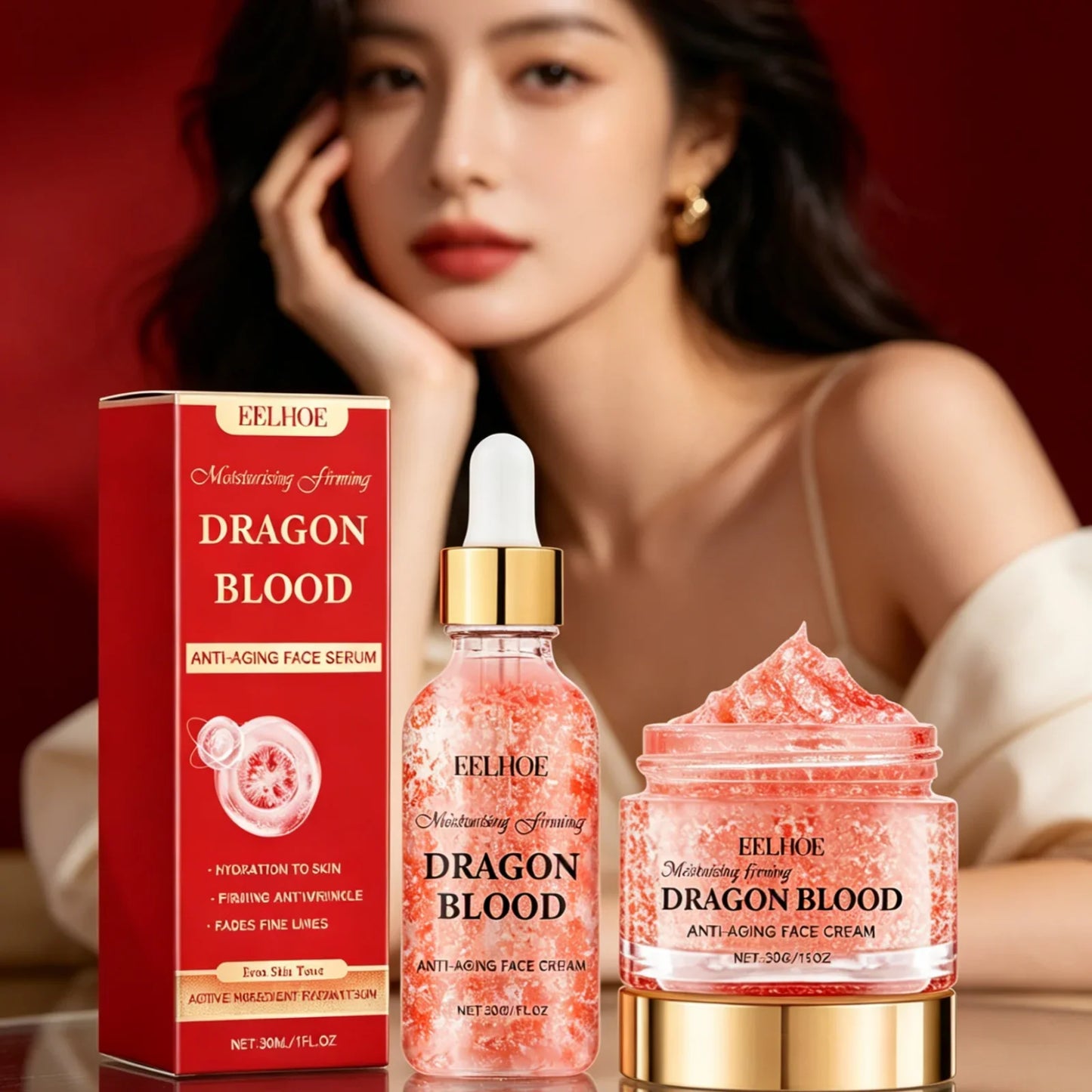 EELHOE Dragon Blood Cream Set – Anti-Aging Firming Serum