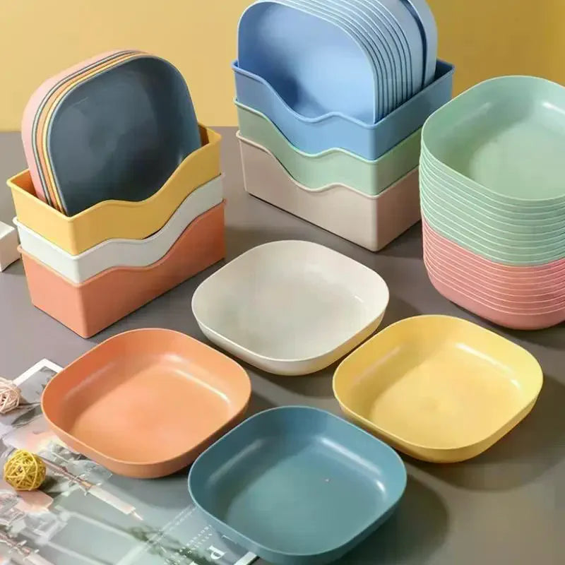 10-Piece Reusable Snack & Dessert Plates with Built-In Base