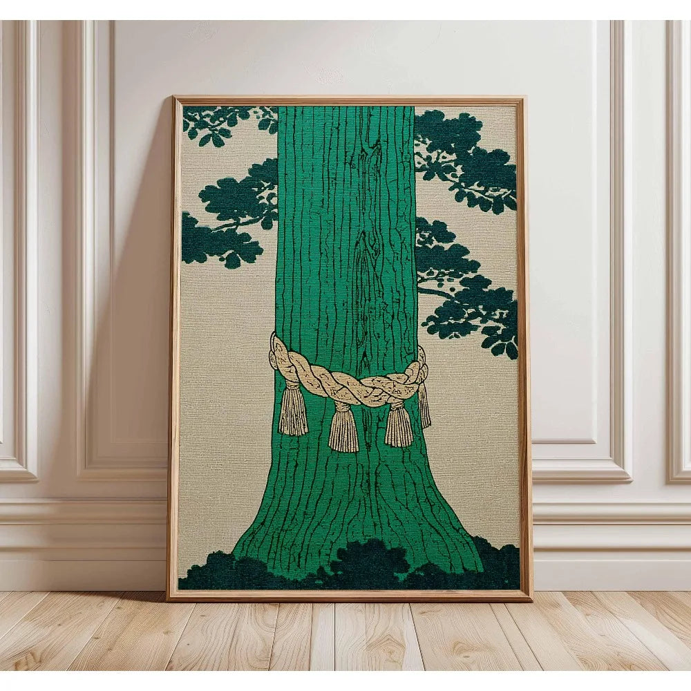 1 Frameless Japanese Tree Poster,Retro Landscape Painting,Natural Wall Art Print,Peaceful Landscape Art,Spring Flower Decoration Peaceful Pleasures Health and Wellness TL3120 40x50cm
