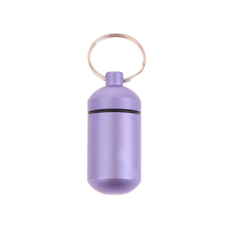 5 Colors Mini Aluminum Medicine Bottle Waterproof Outdoor Medicine Bottle With Keychain Storage First-Aid Medicine Bottle Sealed Peaceful Pleasures Health and Wellness purple