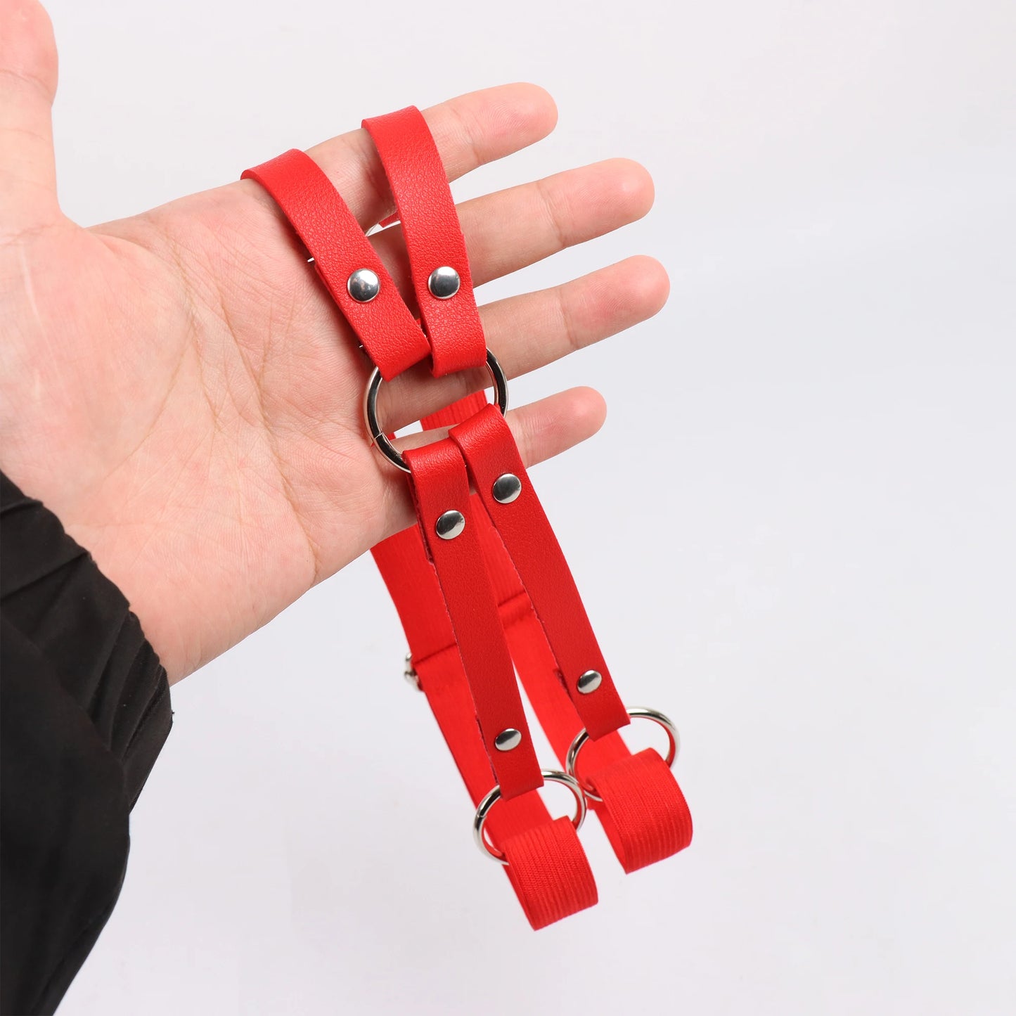 Sexy Rock Round Ring Loop Elastic X Shape Leather Belt Leg