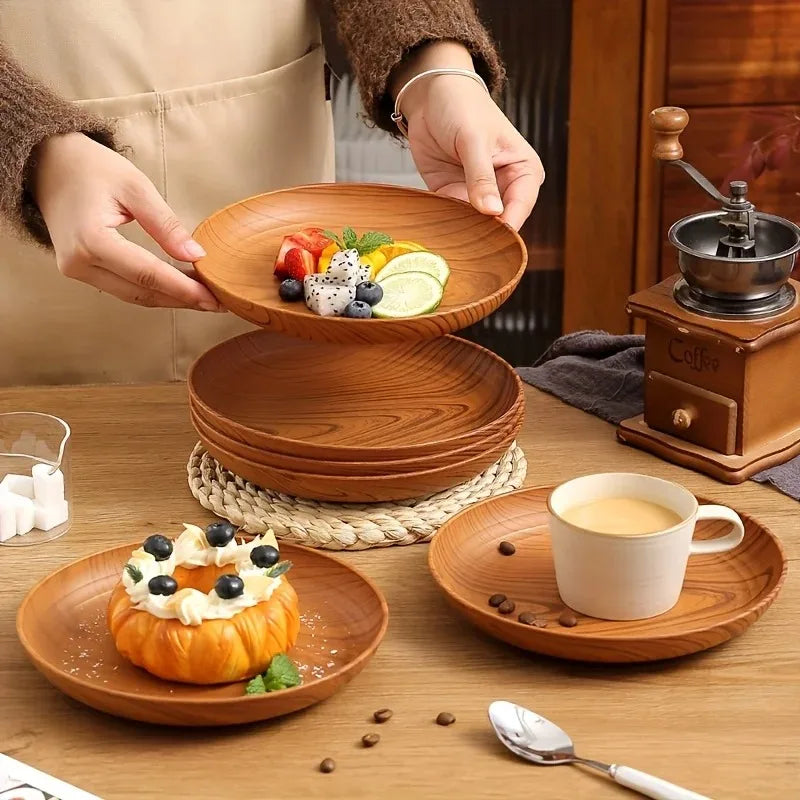 1pcs Japanese Style Tea Tray PP Plastic Rectangular Wood Grain Serving Tray for Home Hotel Restaurant Multipurpose Cup Plate Peaceful Pleasures Health and Wellness