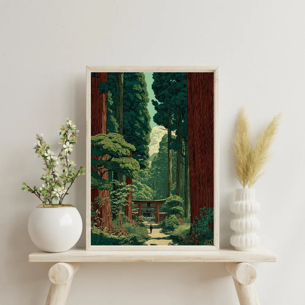 Japanese Tree Retro Landscape Wall Art Poster | Frameless Print