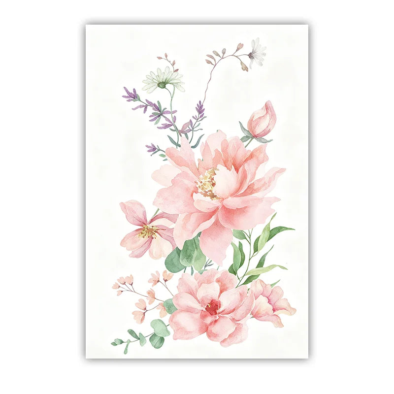Custom Name Nursery Wall Art | Pink Wildflowers Canvas Print